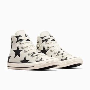 CONVERSE Chuck Taylor All Star Large Stars-White Canvas/Black Stars-8.5/9.5-NIB
